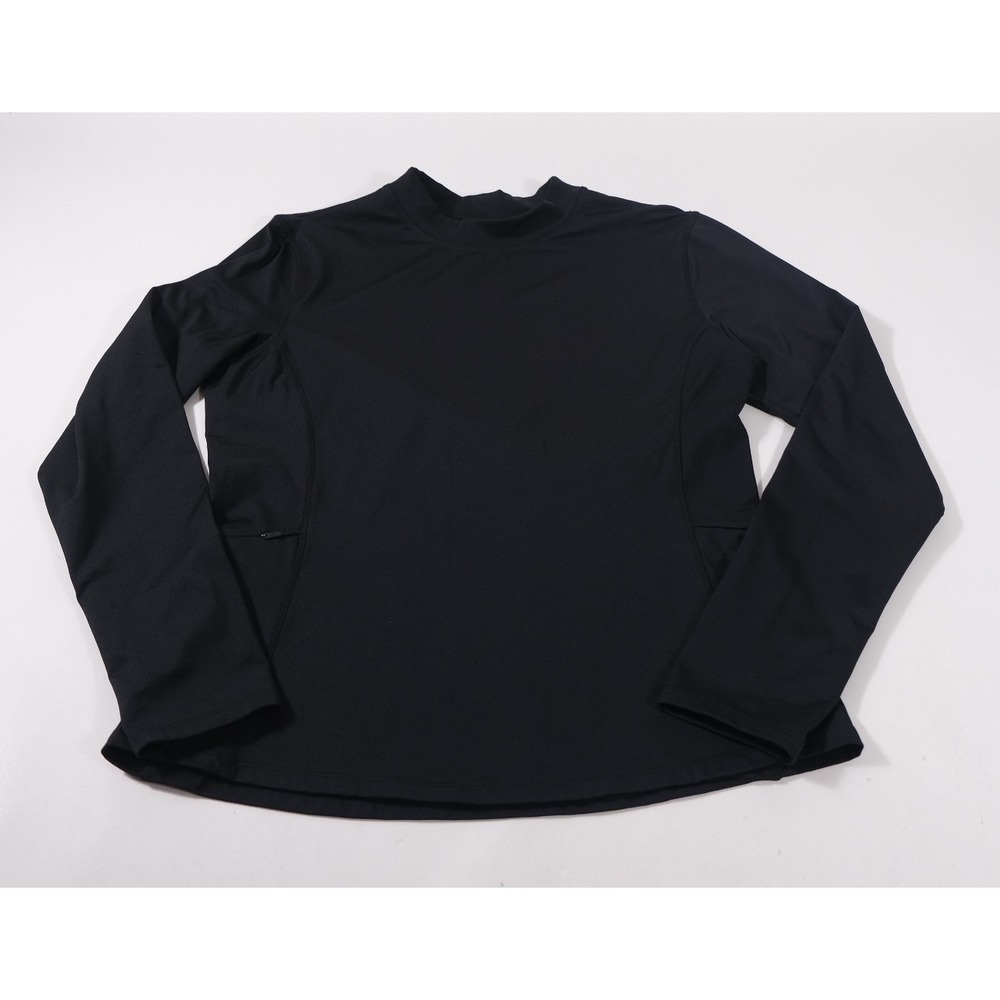 Unbranded Top Women XL Black Mock Neck Long Sleeve Athletic Performance Shirt